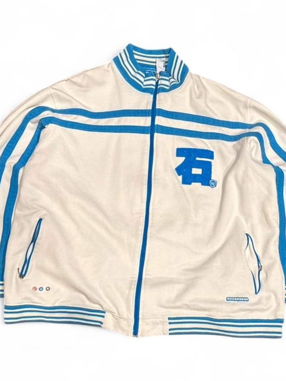 Y2K Rocawear Striped Track Zip Up Crewneck